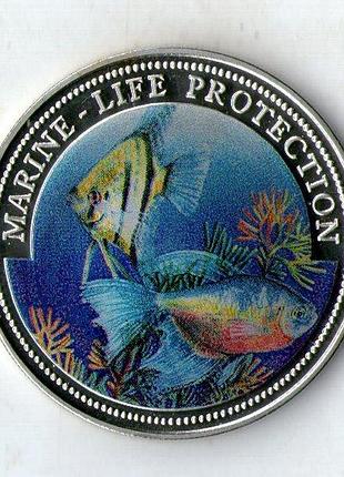Ліберія - либерия  1 доллар, 1986 рік защита морской жизни №2283