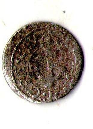 Лівонія › шведська окупація риги 1 солід, 1660-1665 срібло (білон), 0.55g, ø 15mm №2589