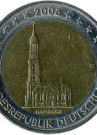 Німеччина 2 євро, 2008 гамбург, церква св. михайла /нова карта європи/  №2783