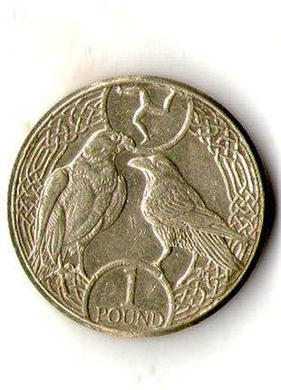 Остров мен ø королева елизавета ii 1 фунт 2017 год никель-латунь, 9.5g, ø 22.5mm no3206