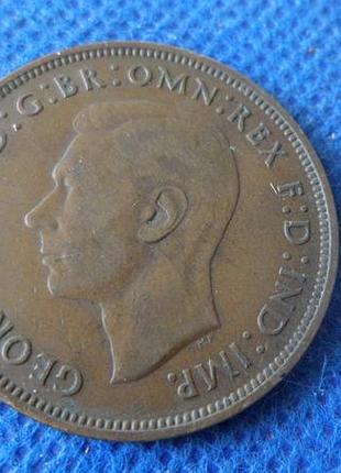Велика британія король георг vi 1 пенні 1946 -1948 рік №153