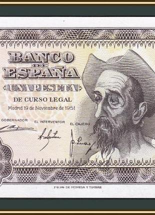 Іспанія - испания 1 песета 1951 p-139 (139a) unc  №803