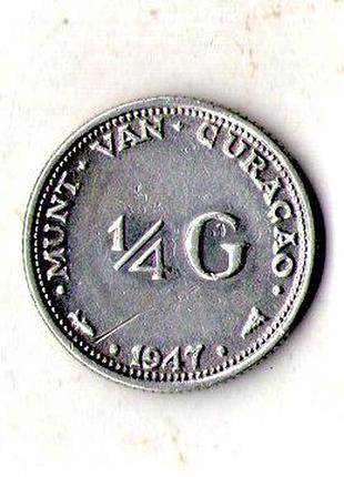 Кюрасао › королева вільгельміна ¼ гульдена,1947 рік срібло №3463