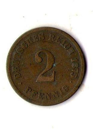 Немецкая империя 2 пфенига, 1871 год медь, 3.25g, ø 20mm no3045