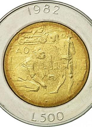 Сан-марино 500 лир, 1982ционные достижения биметал, 6.8g, ø 25.8mm no2646