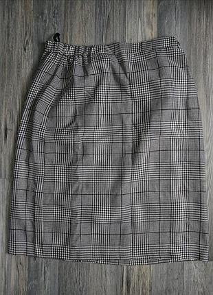 Теплая юбка в клетку большой размер батал 50 /52