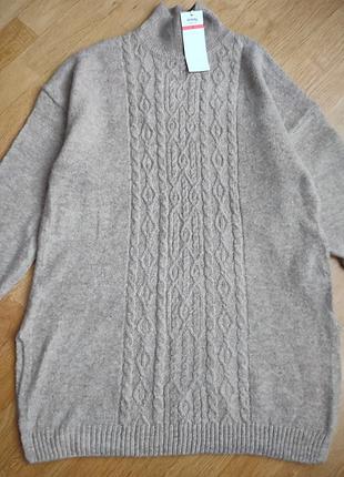 Пуловер косами удлиненный / туника