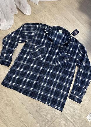 Сорочка чоловіча на флісі в клітинку великий розмір батал флісова сорочка нова