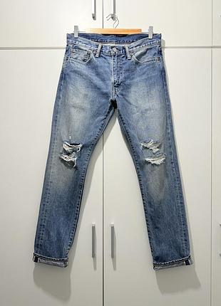 Джинсы мужские синие голубые деним селведж levi's 511 selvedge ( м / w30-31 ) пояс 41 длина 103 см