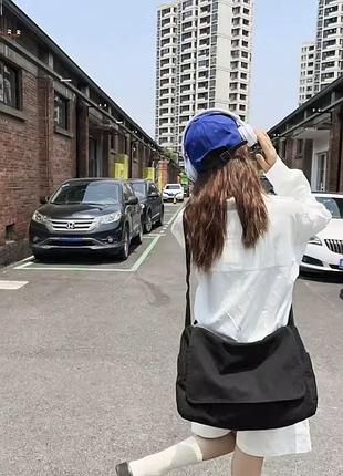 Сумка чорна унісекс велика haradjuku японський стиль