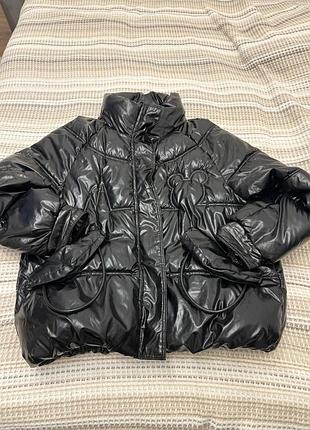 Тепла куртка оверсайз для дівчинки чорна 146-164