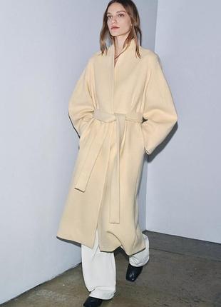 Оверсайз пальто zw collection из смешанной шерстяной ткани