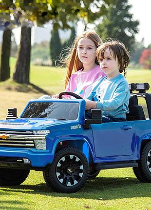 Детский электромобиль на аккумуляторе chevrolet ysa8805 с пультом радиоуправления для детей 3-8 лет синий
