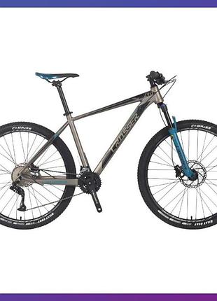 Велосипед горный одноподвесный на алюминиевой раме crosser solo 29/21 2*9 hidraulic l-twoo+altus серо-синий