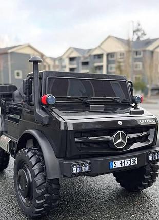 Дитячий електромобіль двомісний на акумуляторі вантажівка mercedes m 5837 з пультом для дітей 3-8 років чорний