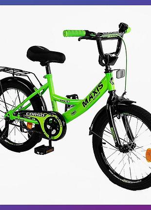 Велосипед детский двухколесный corso maxis-18123 18" рост 110-130 см возраст 5 до 8 лет зеленый
