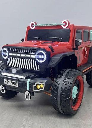 Детский электромобиль на аккумуляторе джип jeep hurricane с пультом радиоуправления для детей 3-8 лет красный