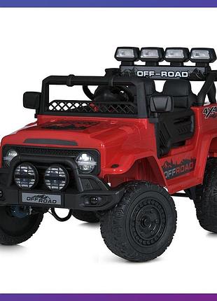 Дитячий електромобіль на акумуляторі джип jeep jj2122 з пультом радіокерування для дітей 3-8 років червоний