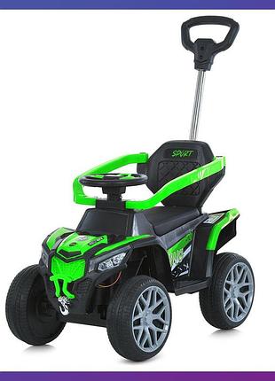 Детская каталка-толокар электромобиль bambi m 6126 с родительской ручкой 2 в 1 желтый