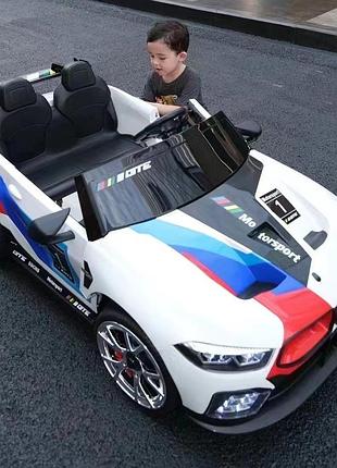 Детский электромобиль на аккумуляторе двухместный bmw 5849 с пультом радиоуправления для детей 3-8 лет белый