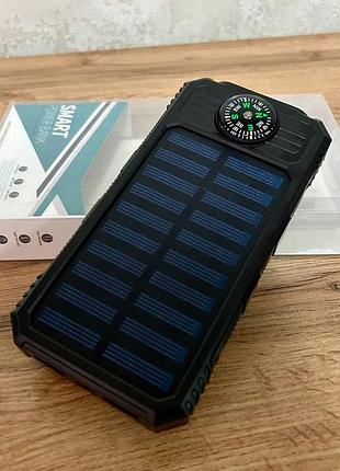 Портативный power bank solar pb-085 20000 mah повербанк для смартфона с солнечной батареей и фонариком