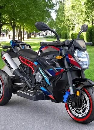 Дитячий електро мотоцикл триколісний на акумуляторі bambi m 6142 для дітей 2-6 років чорний