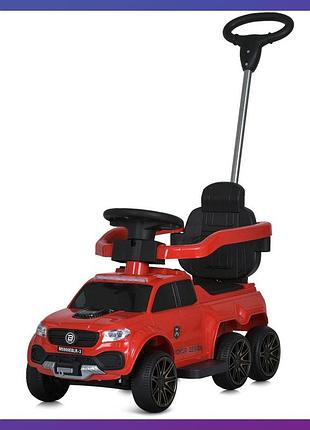 Дитяча каталка-толокар електромобіль bambi m 5900 з батьківською ручкою та пультом 3 в 1 червоний