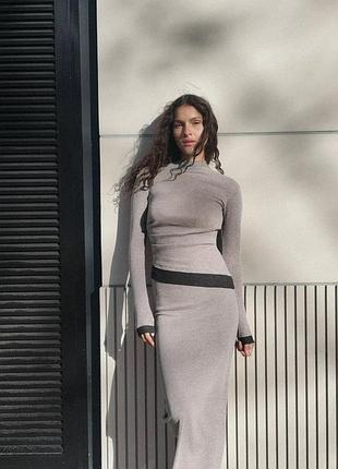 Длинное платье с эффектом двойной ткани