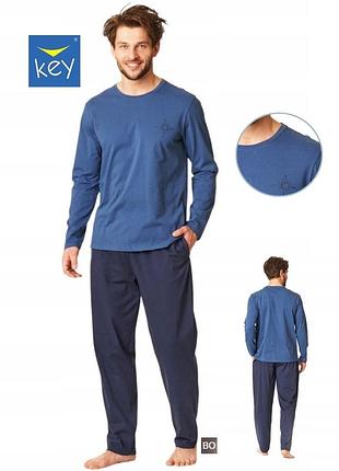 Пижама key mns-866 мужская футболка длинный рукав + штаны хлопок
