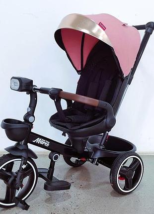 Детский трехколесный велосипед - коляска best trike marco 9155 / 388-69 с родительской ручкой розовый