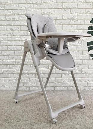 Стільчик дитячий для годування з регульованою спинкою el camino me 1037 crystal bear gray сірий