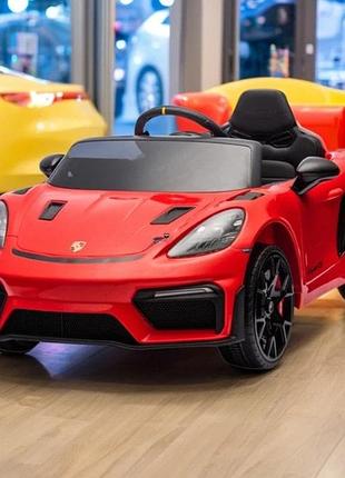 Дитячий електромобіль акумуляторний porsche spyder m 6055 з пультом радіокерування для дітей 3-8 років червоний