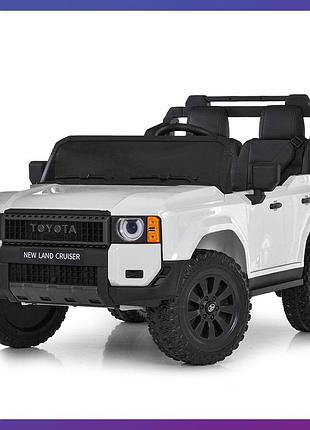 Дитячий електромобіль двомісний джип toyota land cruiser m 6280 з пультом р/у для дітей 3-8 років білий