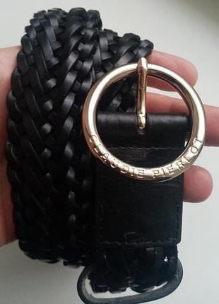Женский кожаный черный плетеный ремень с пряжкой от claudie pierlot(оригинал)