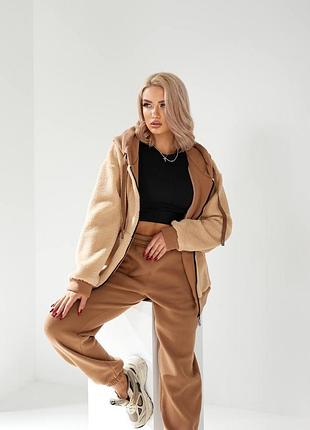 Очень теплый комбинированный костюм на флисе + мех тедди модель: 24073