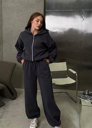 Теплий флісовий костюм із затяжками