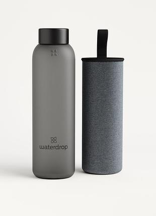 Міцна пляшка з боросилікатного матового скла з чохлом 600 ml frosted glass