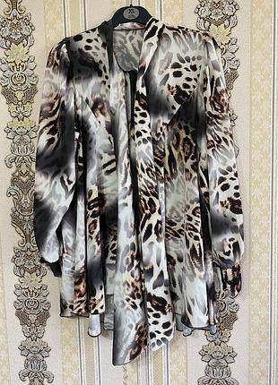 Стильна легка сорочка блуза, вільна рубашка лео з галстучком