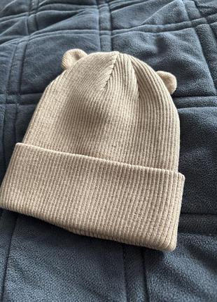 Шапочка для немовлят 9/12 місяців , шапка дитяча з вушками