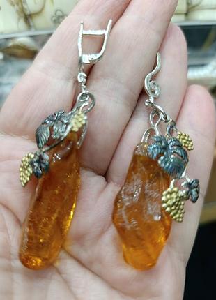 Серьги с украинским янтарем