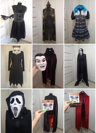 Карнавальный костюм женский и мужской аниматора на хелловин halloween крик крик бьянца ведьмочка колдунья харли квин мёртвая невеста дракула