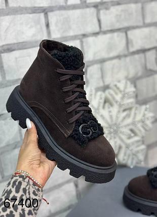 Женские ботинки с мехом тедди 🐻