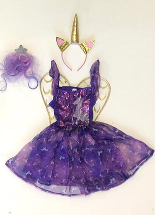 Шикарне плаття єдиноріжки з крильцями й обручем, р. 4-5 років