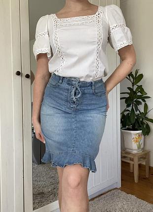 Джинсова жіноча спідниця до коліна s.oliver size xs-s