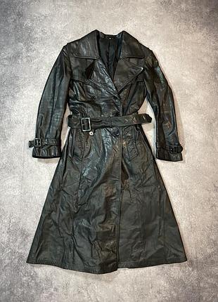 Вінтажний шкіряний плащ m зробленний в кореї