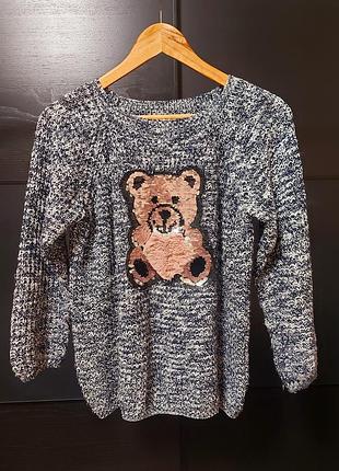 Свитер с мишкой из лелиток