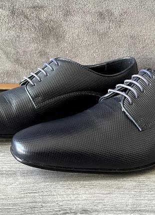Wilvorst р 40-41 итальялия новые кожаные мужские туфли дерби темно-синие мужские туфлы кожаны