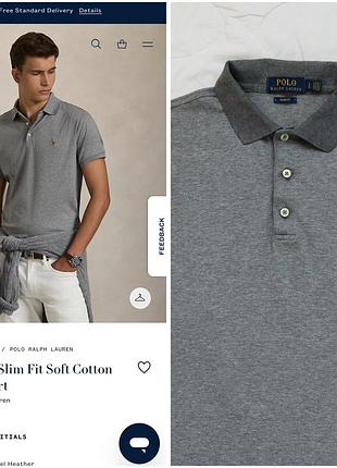 Футболка polo ralph lauren сіра бавовна поло чоловіча розмір l, л