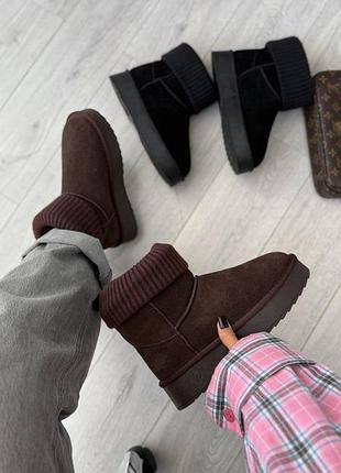 Трендовые угги натуральная замша /натуральный мех