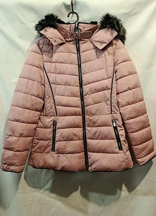 Жіноча демісезонна еврозима куртка new look з капюшоном та штучним хутром розмір 12/40